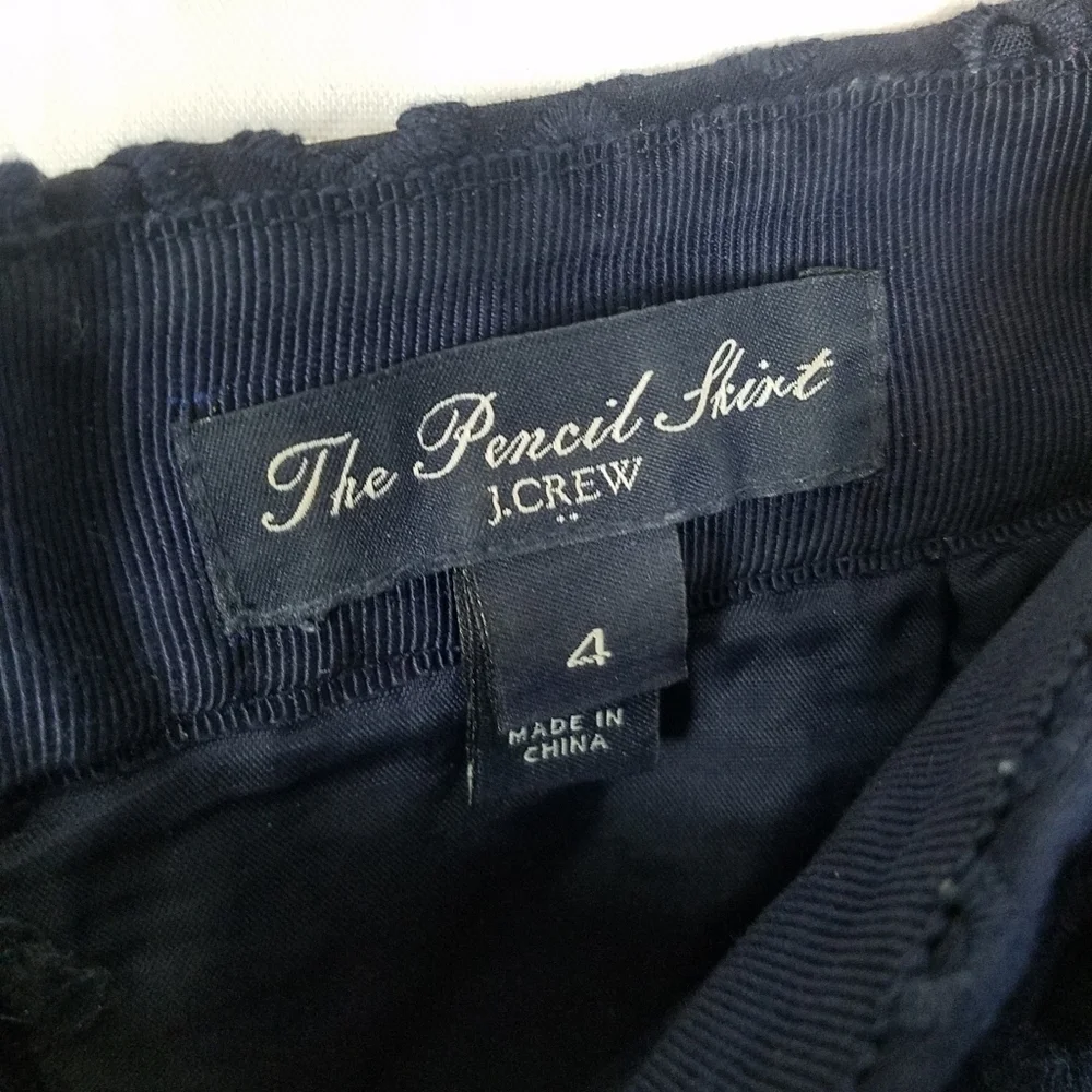 J crew the pencil skirt blue eyelet skirt